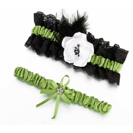 

Lillian Rose Set of 2 Green and Black Garters