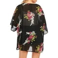 thumbnail image 4 of Zando Floral Kimono Cardigans for Women Loose Open Front Kimono Swimsuit Cover Ups for Women Casual Beach Cover Up Women Floral Black L, 4 of 5