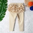 thumbnail image 2 of Ticikt Baby-Toddler-Girls Stretch Skinny Pants with Lace Trim - Soft Knit Ankle Length Leggings,Color:Beige,Size:6-7 Years, 2 of 5