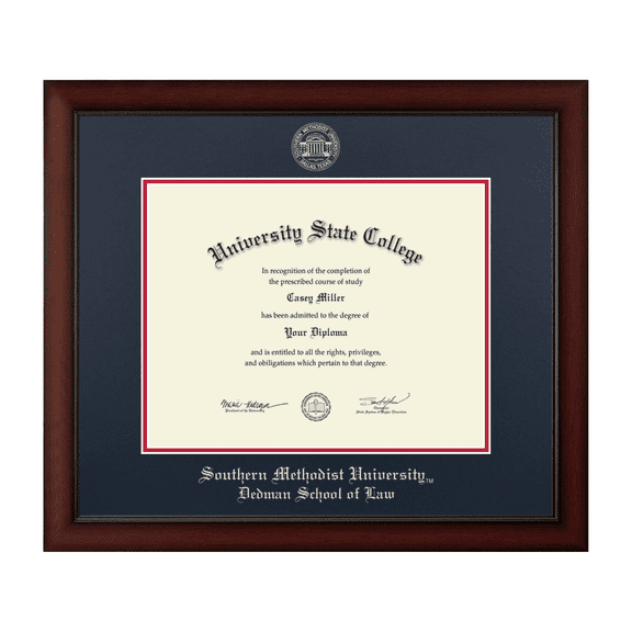 Framerly - SMU Law Diploma Frame with Navy and Red Mat