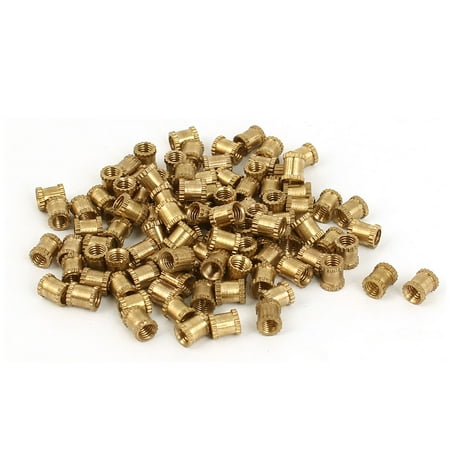 

M3 x 4mm x 5mm Female Threaded Insert Embedded Brass Knurled Nut Fastener 100pcs