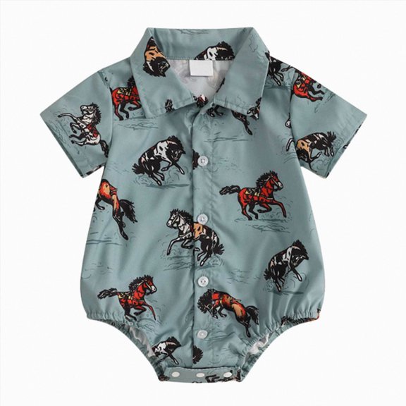 boobe Boy's Western Casual Denim Button Down Shirt And Bubble Suit