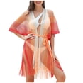 thumbnail image 2 of qelini Beach Cover up for Women Sheer Sarong Cover Up Solid Color Beach Vacation Summer Tunic Swimsuit Cover Up, 2 of 6
