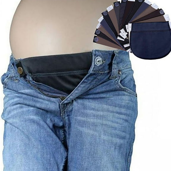 Anvazise Maternity Pregnant Women Waistband Belt Adjustable Elastic Pants Waist Extender Black