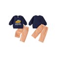 thumbnail image 3 of Toddler Baby Boys Thanksgiving Outfits Adorable Pumpkin Pie Embroidery Long Sleeve Round Neck Sweatshirt and Plaid Pants Set, 3 of 10