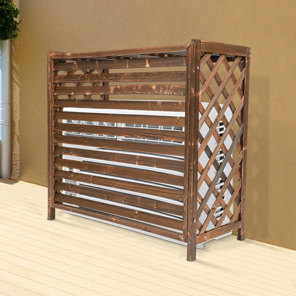 Wildnix Outdoor Air Conditioner Covers with Privacy Fence Design, Waterproof Fir Wood Construction, Sun Protection, Easy Cleaning and Installation