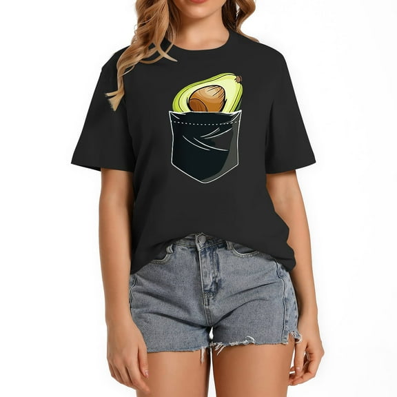 Pocket Avocado! Cute Novelty Fruit For Guac Lovers Fun & Stylish Women's T-Shirt - Short Sleeve Top with Unique Graphic Print