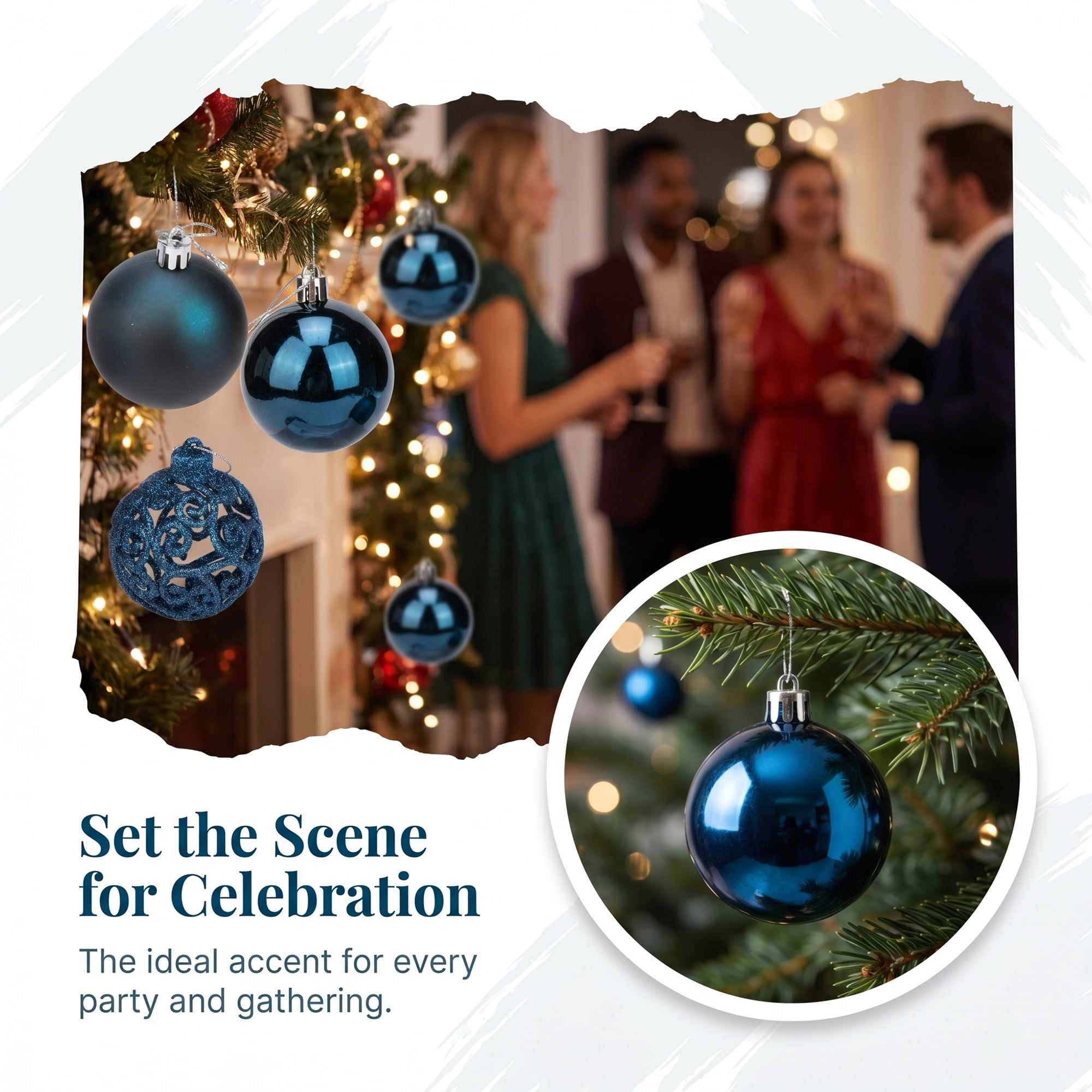 Unique Bargains 6 Pack Electroplated Sphere Orbs Christmas Tree Ornaments Navy Blue 2.4"