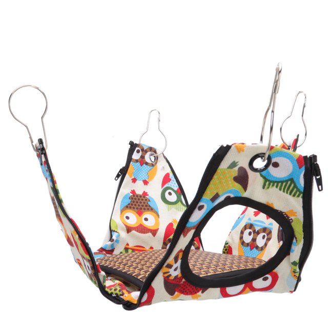 Canvas Hammock with Changing Pad, Zipper Design, Easy Access for Small Animals Like Rat, Guinea Pig, Ferret, Chinchilla, 4 Hooks Included
