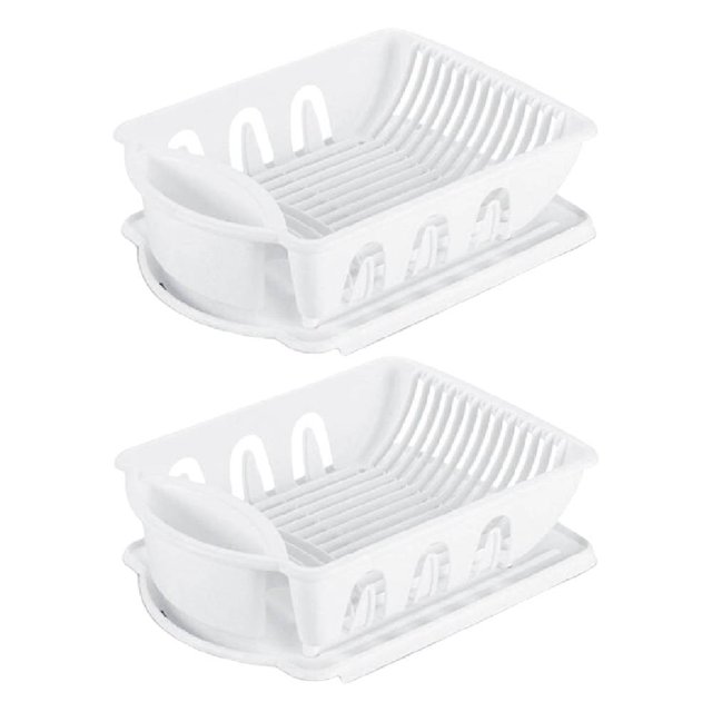 Sterilite Dish Drainer Dry Rack 2 Piece Sink Drainboard Set Plastic
