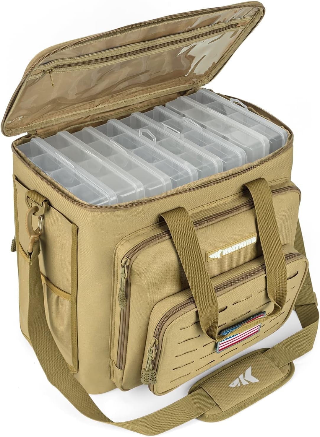 KastKing Fishing Tackle Bags - Water Resistant Material - Fishing Gear Storage -Karryall Large Khaki