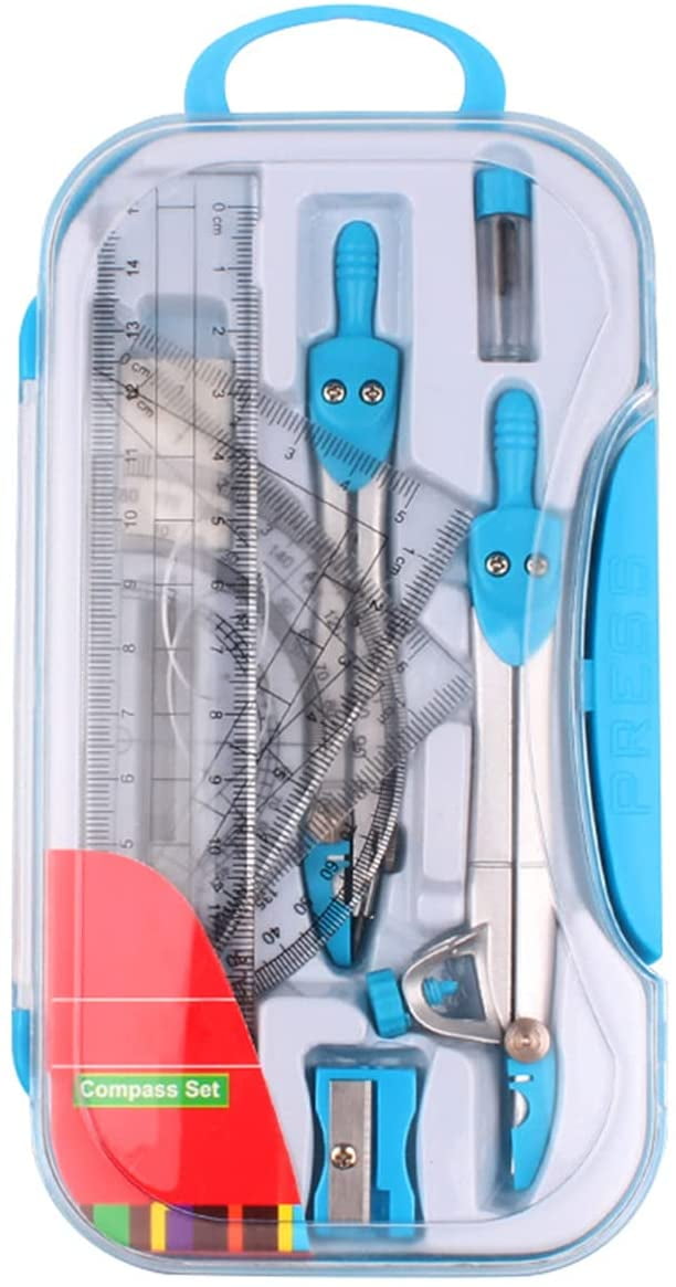 Geometry Tool Kit, Math Geometry Kit 10 pcs with Compasses, Pencil