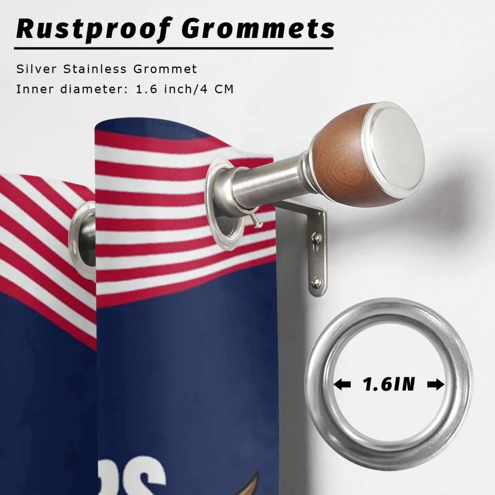 4th of July Outdoor Curtains for Patio, Years of Greatness Bald Eagle Blue Red USA Flag Sunshade Privacy Drapes Grommet Waterproof Outside Curtains for Porch/Cabana/Balcony 54"x 108", 1 Panel