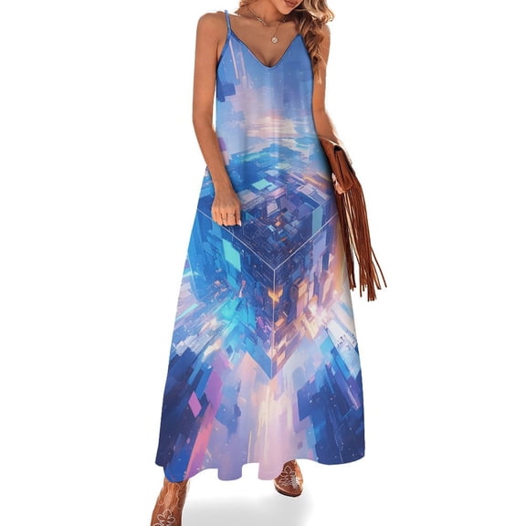Abstract 3D Futuristic Geometric Plaid Fine Art Sleeveless Dress Summer Dress Woman 2025