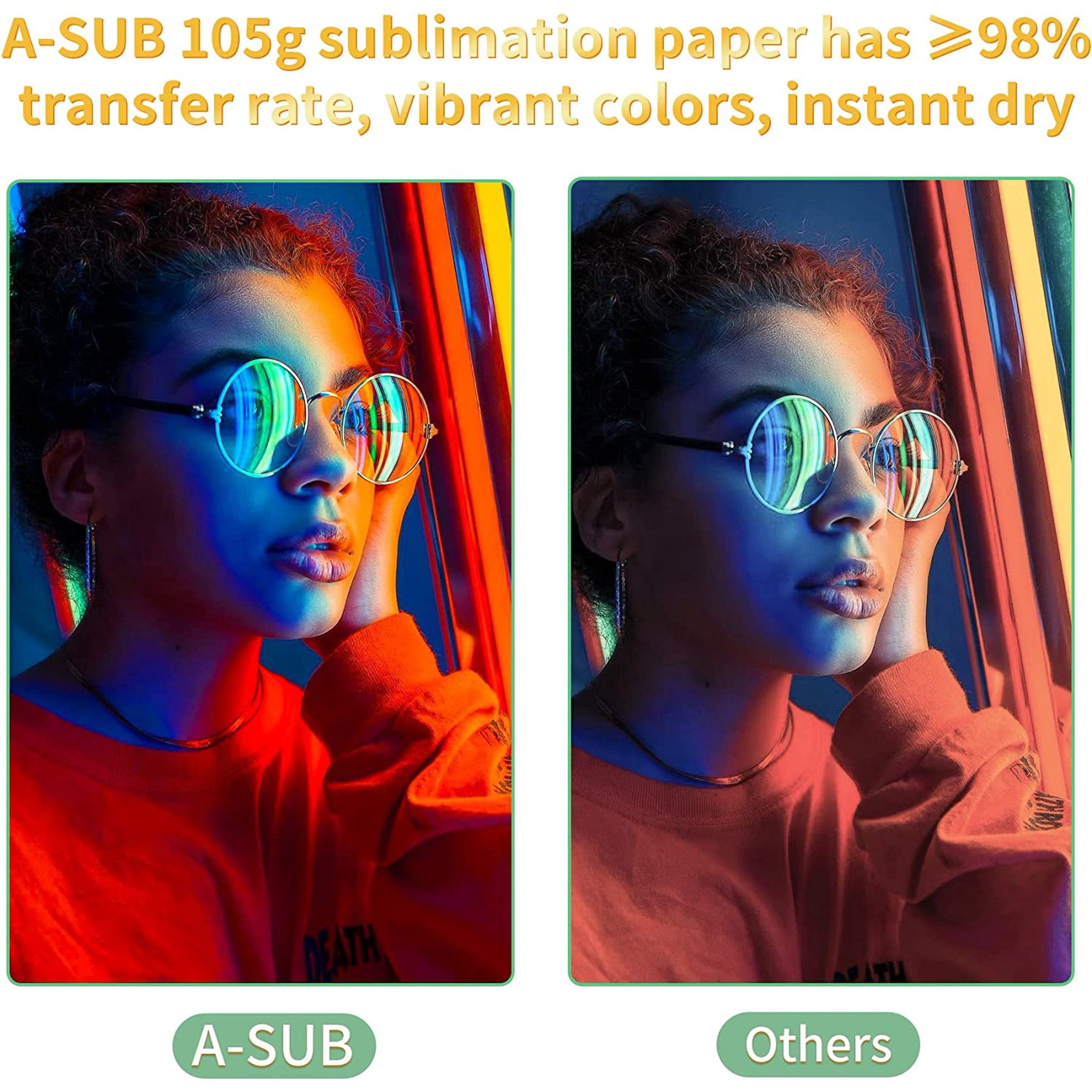 Bundle Kit 150 Sheets A-SUB Sublimation Paper 8.5x11 Inch 105gsm + A-SUB Sublimation Ink for Inkjet Printers ET-2803 4700 2800 4760 15000