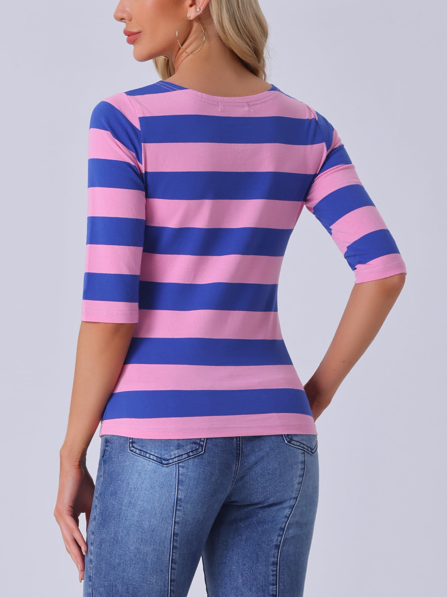 DARING DIVA Women's Halloween Costume Boat Neck Top T-Shirts S Pink Blue