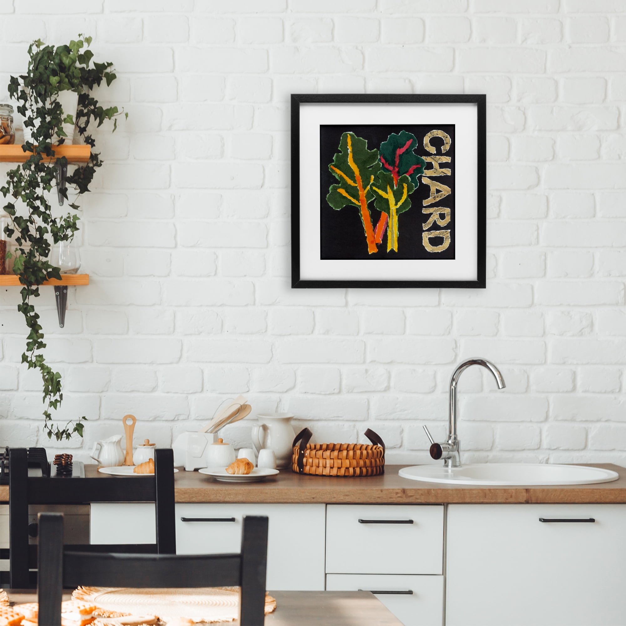 Stupell Industries Chard Leafy Vegetable Black Framed Print Under Glass, design by Nancy Overton