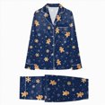 thumbnail image 2 of NOLDARES Family Matching Christmas Pajamas Set, Print Long-Sleeved Tops + Plaid Trousers Holiday Sleepwear Outfits for Women Men Kids Baby(Navy,M:XL), 2 of 6