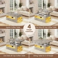 thumbnail image 4 of 40" Farmhouse Lift Top Coffee Table, 4 in 1 Multifunction Lift Coffee Tables with 2 Drawers, Open Shelves and Hidden Compartment, Center Table with Wooden Tabletop for Living Room, Grey, 4 of 9