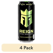 (4 pack) Reign Total Body Fuel, White Gummy Bear, Performance Energy Drink, 16 fl oz