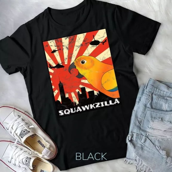 Hot Trending Tee With Squawk Zilla Sun Conure Parrot Squawking Kawaii Unisex T-Shirt