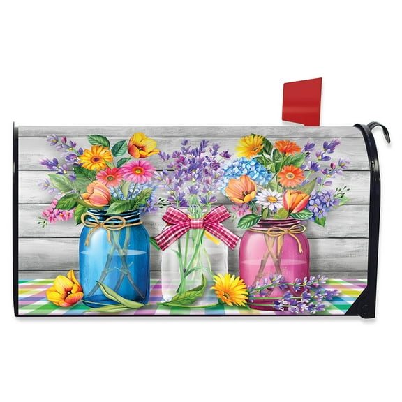 Briarwood Lane Spring Floral Jars Rustic Mailbox Cover
