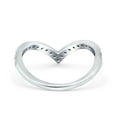 thumbnail image 3 of Simulated Cubic Zirconia Size-5 Half Eternity V Chevron Midi Ring 925 Sterling Silver, 3 of 7