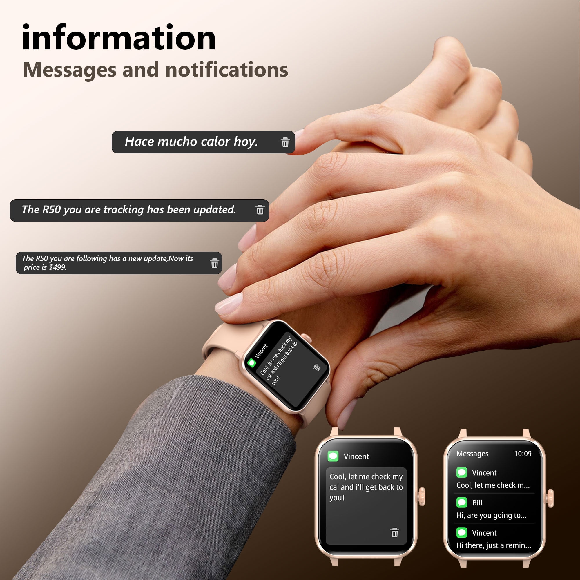 Smart Watch fits for Android and Apple iPhone, Blackview R50 IP68 Waterproof Smartwatch for Women Men , Smart Watch with Bluetooth Call(Answer/Make Calls), Pink