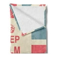 thumbnail image 2 of Keep Calm Soft Flannel Fleece Throw Blanket, Carry on Text Against the British Flag Aged Look Graphic, Cozy Plush for Indoor and Outdoor Use, 50" x 60", Peach Dark Coral Blue, by Ambesonne, 2 of 5