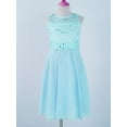 thumbnail image 3 of Aislor Kids Sleeveless Princess Lace Wedding Bridesmaid Rhinestone Chiffon Flower Girls Dress Elegant Gown Light Blue 8, 3 of 7