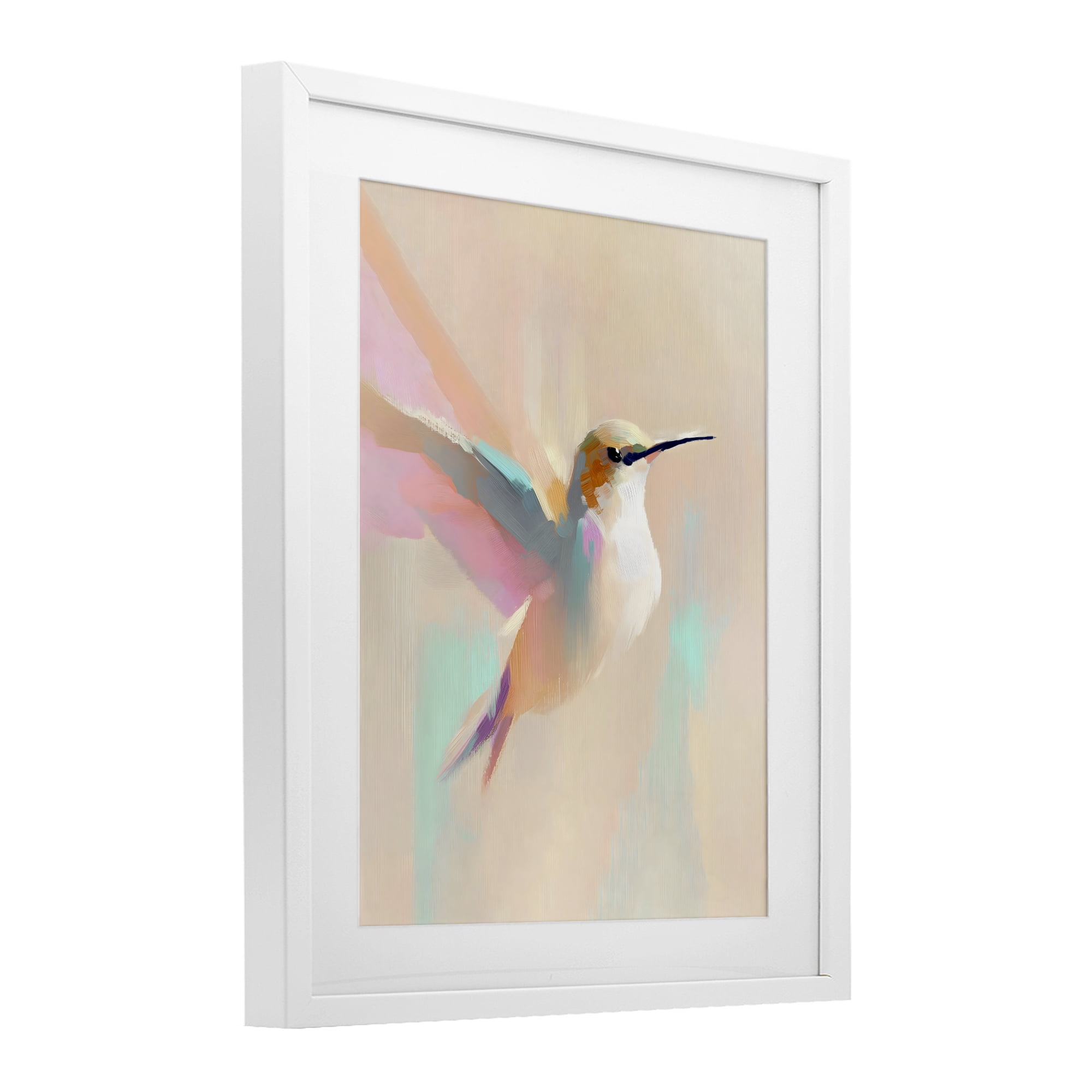 Stupell Industries Pastel Hummingbird in Flight White Framed Print Under Glass, design by The Prints Vibe
