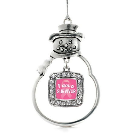 - I am a Survivor Breast Cancer Awareness Classic Snowman Holiday Ornament