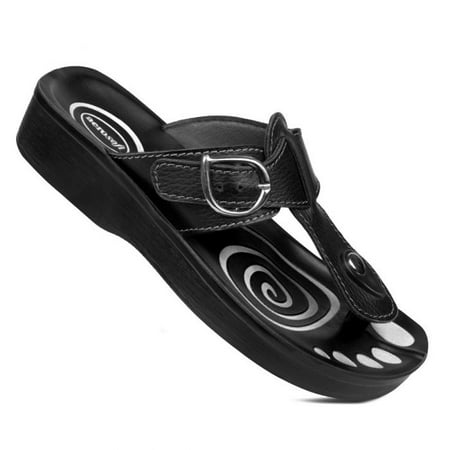 

Aerosoft Women s Freedom Arch Support T-Strap Casual Summer Sandals