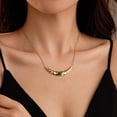 thumbnail image 2 of NICKSUN 18K Gold Plated Hammered Crescent Moon Necklace - Stainless Steel with Natural Stone Cabochons, Tarnish-Free Vintage Boho Choker for Women, 2 of 6