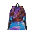 thumbnail image 2 of Picia Capybara Bathtub Fun Printed Canvas Daypack - Stylish and Durable Vintage Compact Backpack - Class, Work, Travel, or Laptop Bookbag,Organized Compartments-Medium, 2 of 6