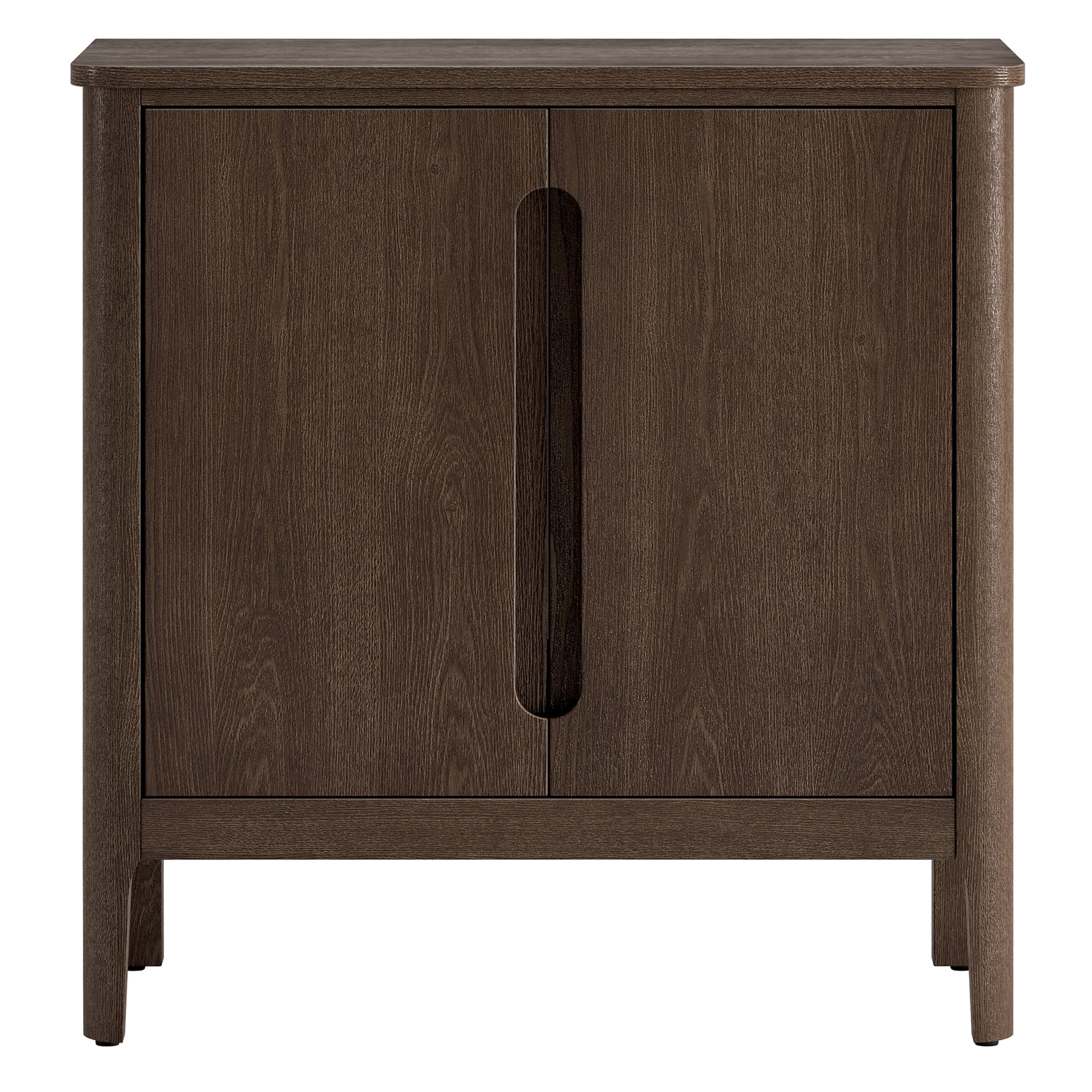 Evelyn&Zoe Modern/Contemporary 32" Wide Brown Oak Veneer Accent Cabinet