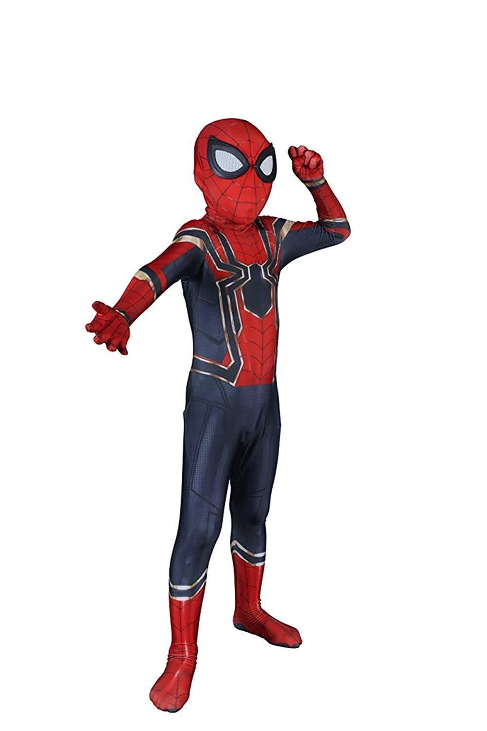 Cona Iron Spider Man Costumes Adult/Kids Unisex Lycra Spandex Halloween Cosplay Suits 