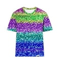 thumbnail image 5 of Cadancy Mardi Gras T Shirts for Women Funny Holiday Grraphic Crewneck Short Sleeve Blouse Rave Party Trendy Carnival Tops Casual Loose Outfits, 5 of 5