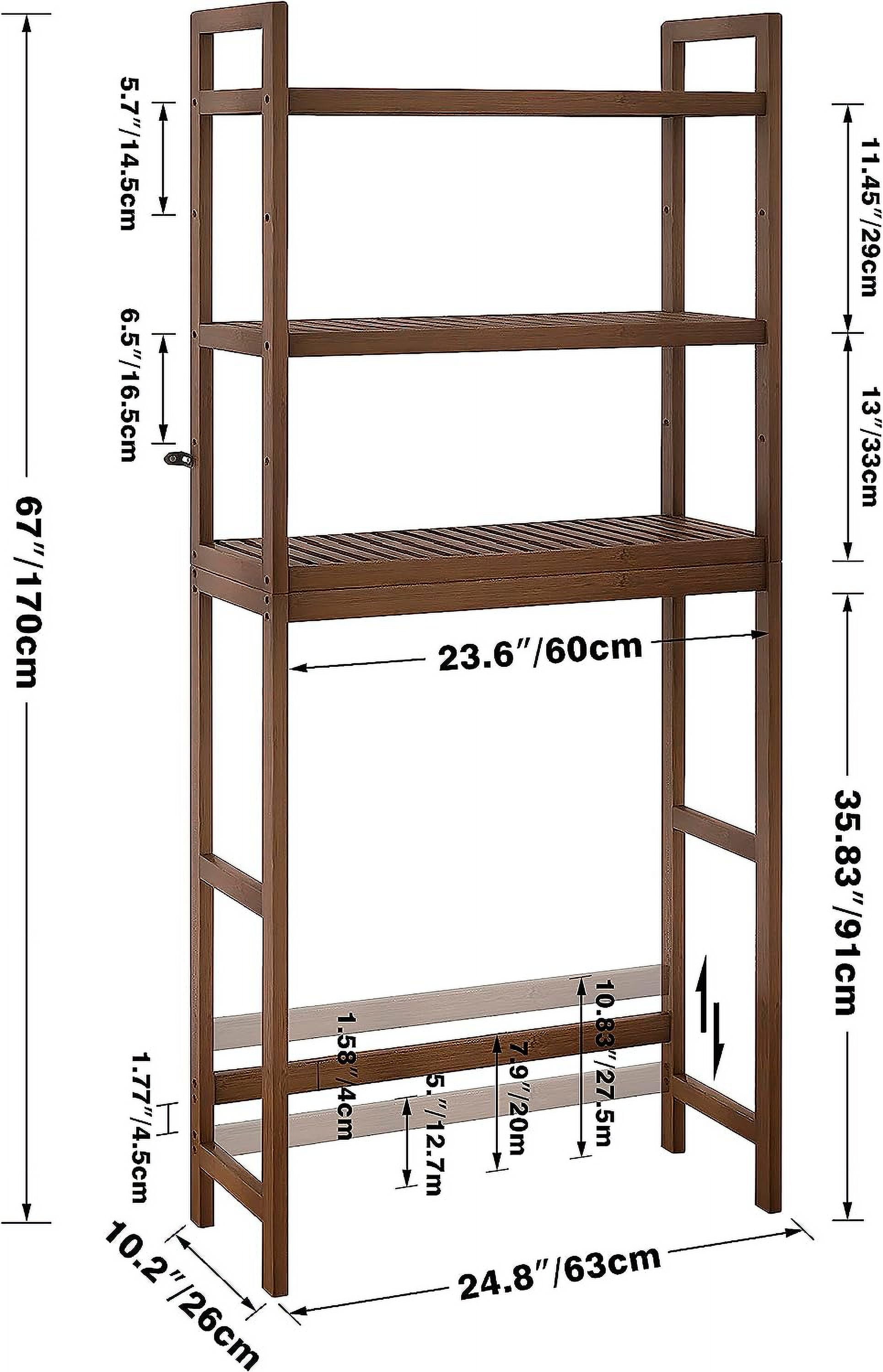 Over-The-Toilet Storage Shelf, 3-Tier Adjustable Bathroom Organizer Rack with Space Saving Design for Small Bathrooms