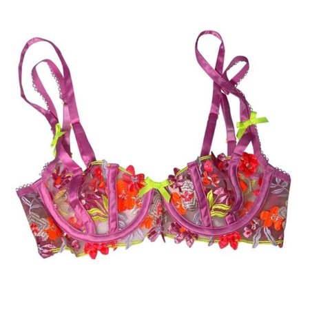 Victoria's Secret For Love and Lemons Summer Tide Underwire Unlined Bra Pink/Orange Floral Size Small NWT