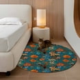 thumbnail image 2 of Round Rugs 4Ft, Orange Green Spring Floral Round Area Rug Washable Indoor Throw Carpet, Vintage Botanical Summer Flower Soft Non Slip Circle Rug for Kitchen Nursery Room Home Decor Aesthetic, 2 of 8