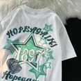 thumbnail image 3 of Camiseta de manga corta de gran tamaño con estampado de letras para mujer, ropa de calle de manga corta de Hip Hop para hombre, camiseta Vintage, ropa holgada, 3 of 5