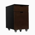thumbnail image 1 of Desky Wooden Minimal Filing Cabinet - Black / Rubberwood Dark Walnut, 1 of 10