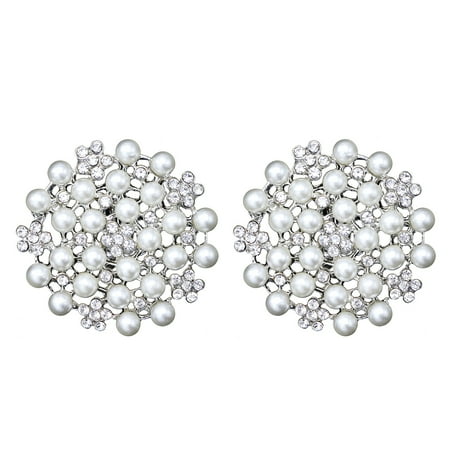 

Frcolor 2PCS Round Pearls Diamante Party Shoe Clips Rhinestones Crystals Wedding Shone Buckles Accessories for Bride