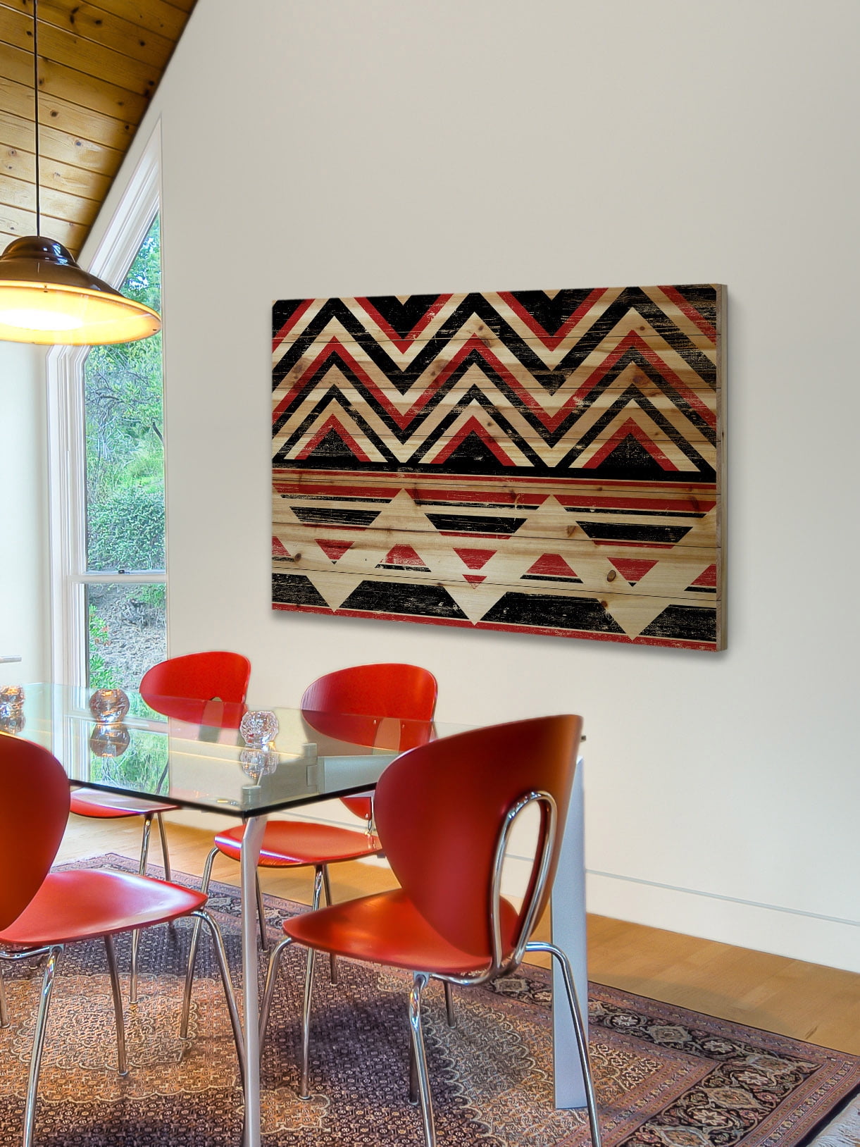 "Red and Black" Painting Print on Natural Pine Wood