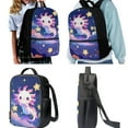thumbnail image 2 of Yuyamidu Axolotl Backpack for School Girls 8-12 with Lunch Box 4 PCS Starry Sky School Bookbag and Lunch Bag Pencil Case Water Bottle Bag for 3rd Grade Student School Bag Set for Kids, 2 of 7