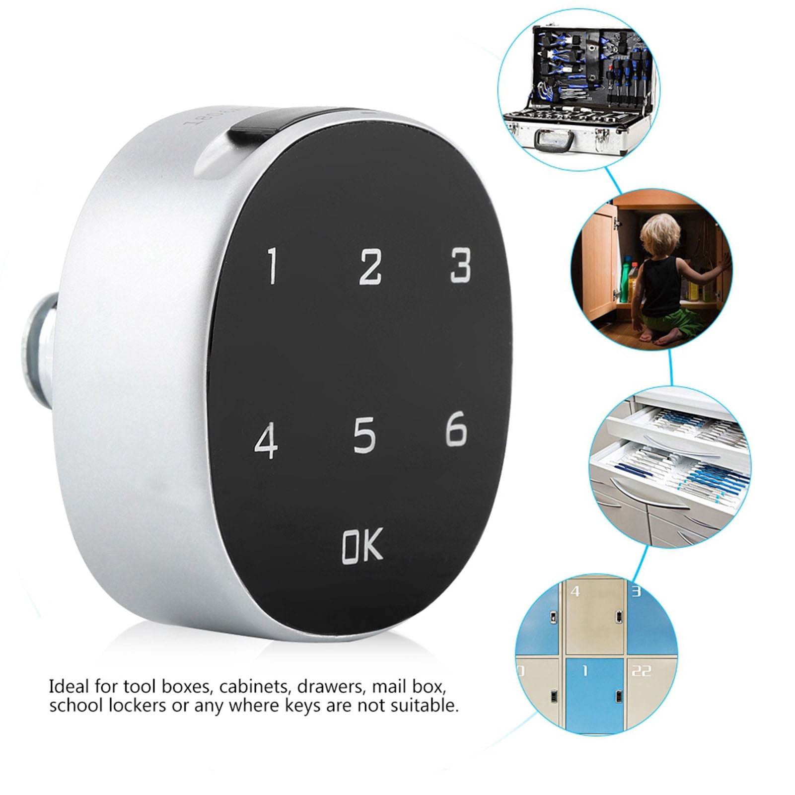 BIMZUC Electronic Cabinet Lock Zinc Alloy Enhanced Safety Flexible Setting Digital Password Keyless Lock for Wardrobe Drawer 0.79 inches / 20 mm