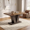 thumbnail image 2 of Fnova 47.24" Rectangular Farmhouse Dining Table, Wood Coffee Table for 4 People, Modern Kitchen Table for Dining Room, Brown Black (Chairs Not Included), 2 of 12