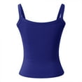 thumbnail image 5 of Women Spaghetti Strap Neck Ribbed Tank Tops Slim Fitted Camisole Basic Sleeveless Layering Shirts Blue XS, 5 of 5