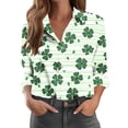 thumbnail image 3 of AUNVITO Women's St. Patrick's Day Shirt Long Sleeve Collared Button Down with Holiday Print Casual and Festive Style, 3 of 5